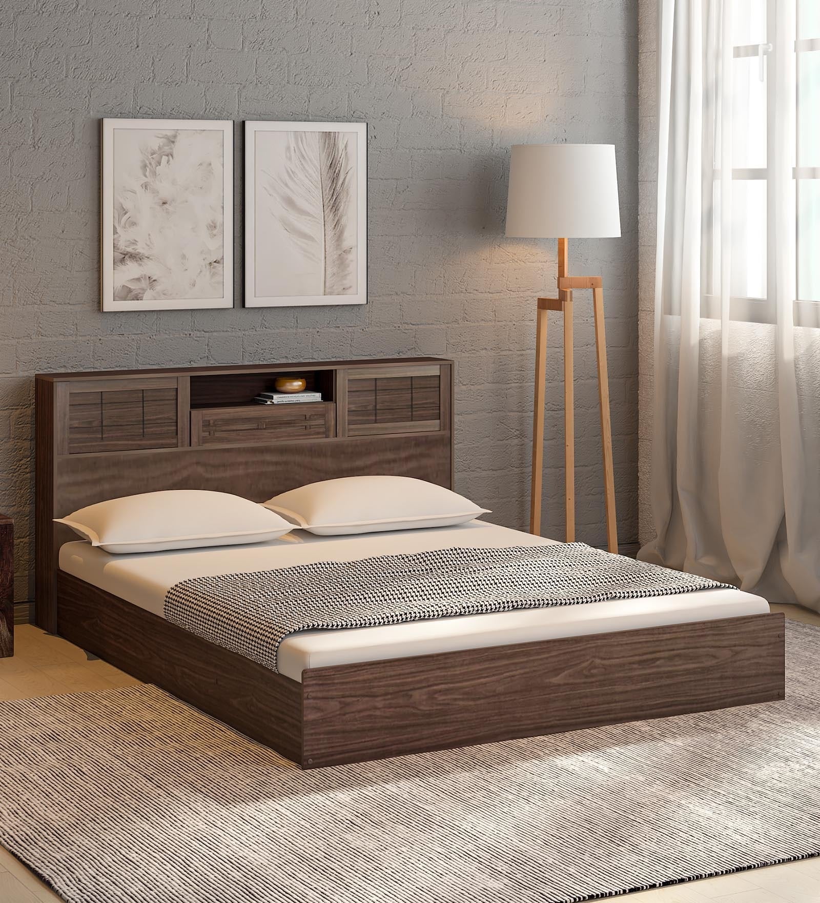 Bed with Storage: Beige