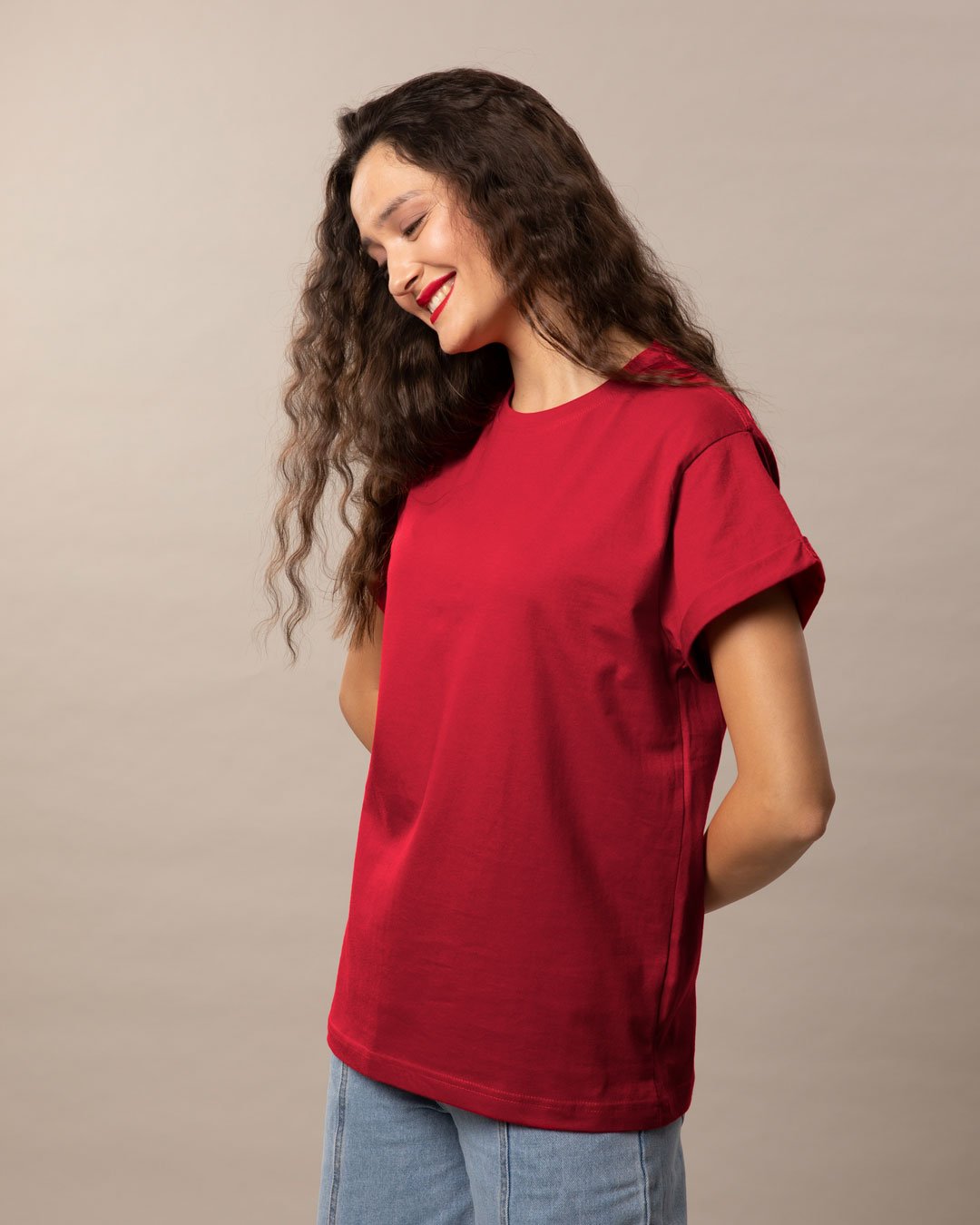 T-shirts-V neck-Cotton-Floral