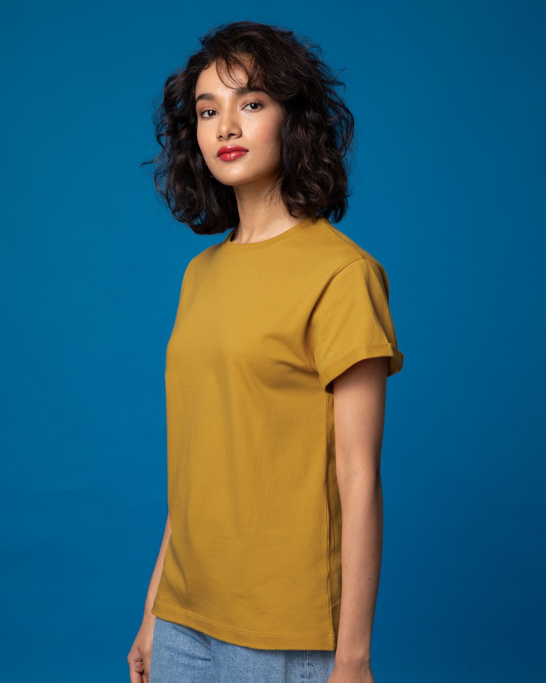 T-shirts-V neck-Cotton-Floral